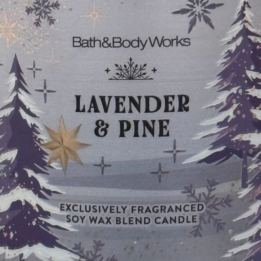 BBW Lavender & Pine Bath & Body Works 3 Wick Candle